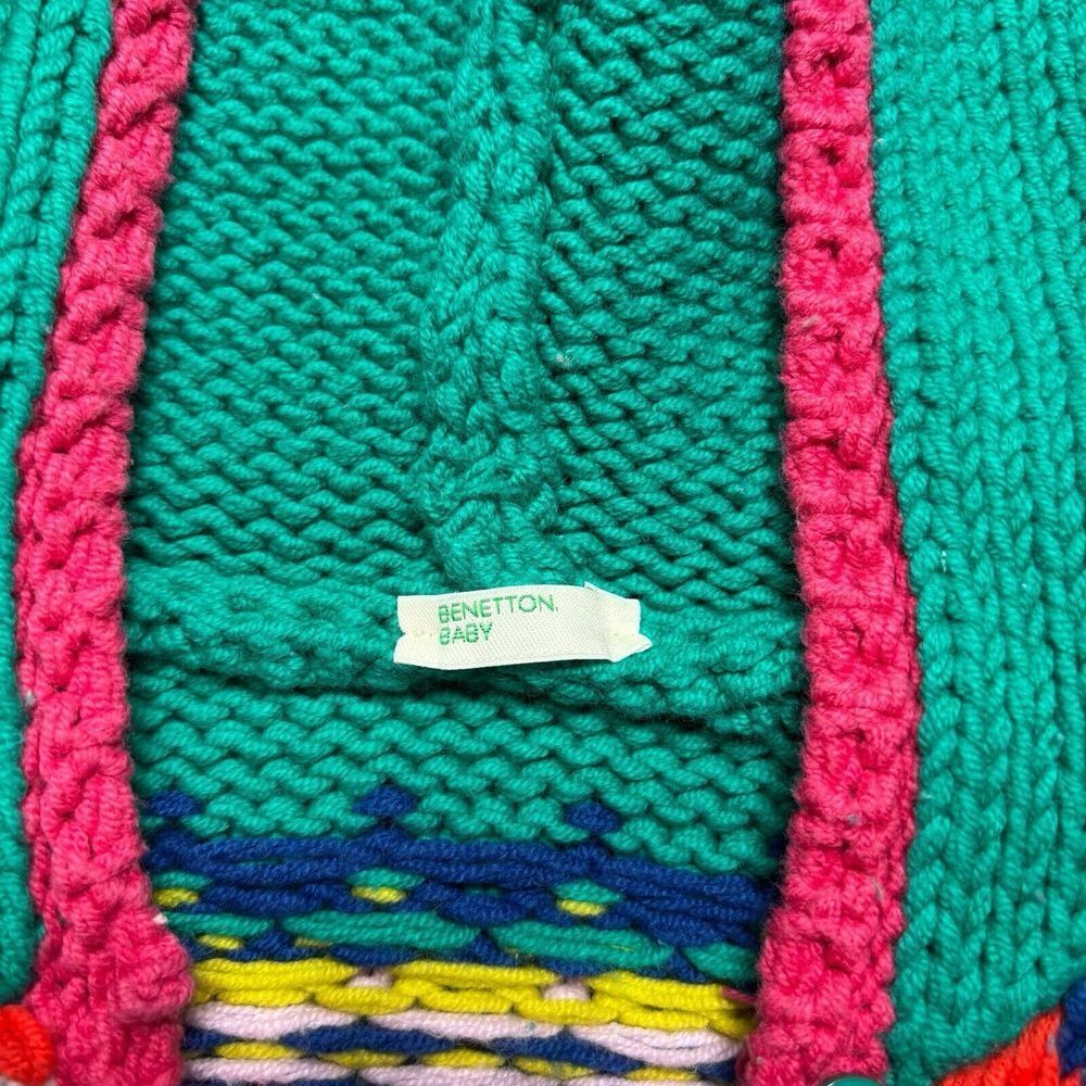 United Colors of Benetton Rainbow Embroidered Floral Fair Isle Girl Sweater 6-9m - Picture 7 of 10